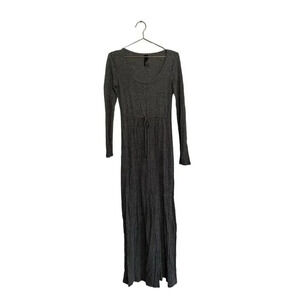 Bobi Women's Gray Long Sleeves Scoop Neck Maxi Dress Size Small